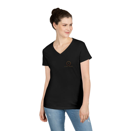 Civil Risk Black Ladies' V-Neck T-Shirt